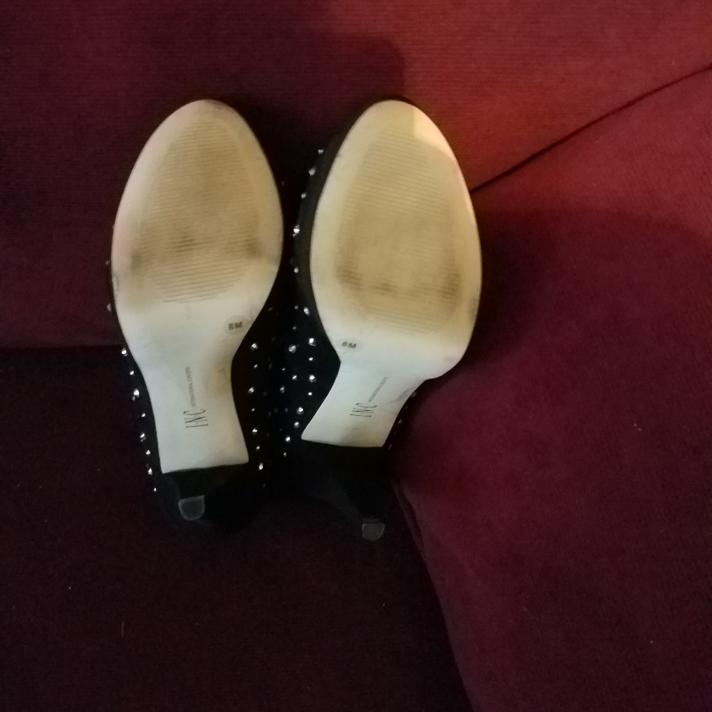 Black studded peep toe shoes